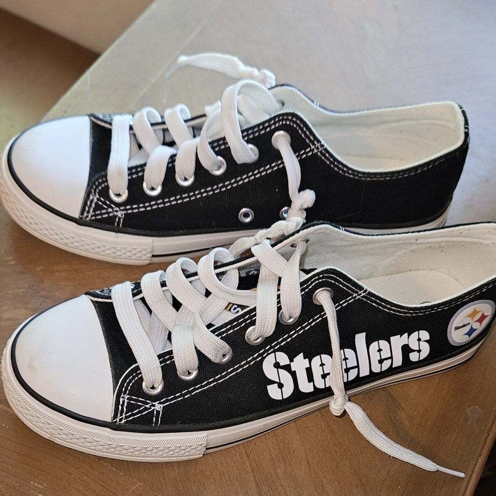 Black and White Canvas Sneakers with Rubber Toe Caps